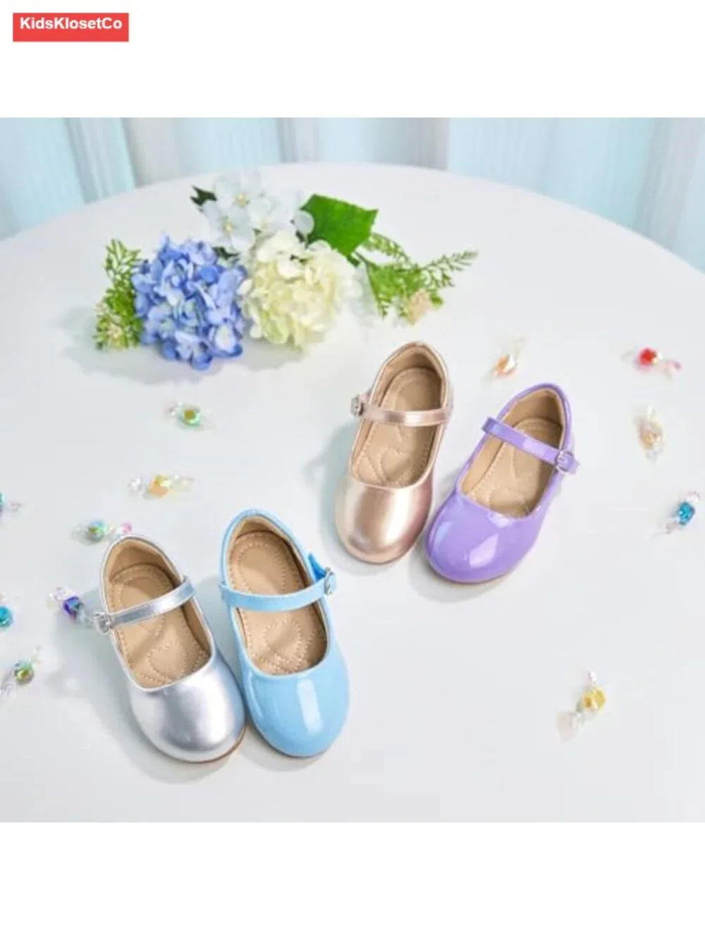 Toddler Girls Mary Jane Flats Princess Ballet Shoes with Bow, Soft Cushioned